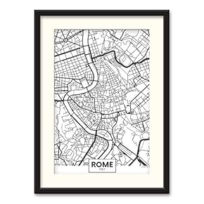 Black Paper Framed Canvas Wall Art for Living Room, Bedroom Black and White City Map Canvas Prints for Home Decoration Ready to Hanging - 23x31 inches
