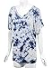 Lock and Love LL WT1116 Womens V Neck Short Sleeve Tie Dye Drape Dolman Top XXL White_Navy
