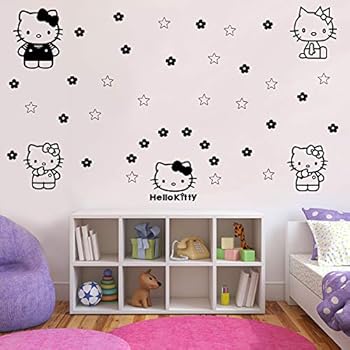 Amazon Com Hello Kitty Couture Peel Stick Wall Decals Home