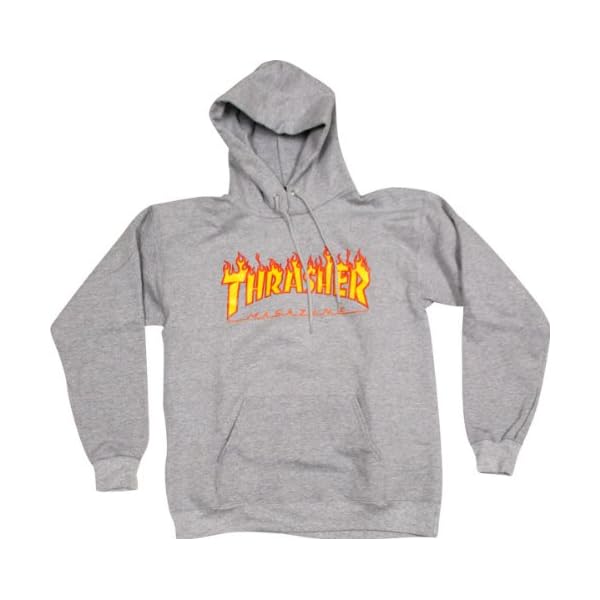 Thrasher Flames Hooded Sweatshirt [Medium] Heather Grey
