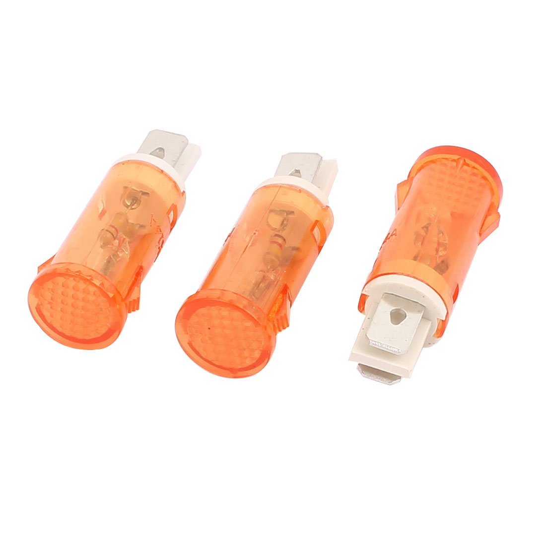 sourcingmap 3 Pcs AC220V Plastic 12.7mm Mount Dia Round Indicator Pilot Light Yellow