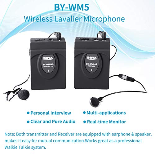 2.4GHz Wireless Lavalier Microphone Camera GoPro, BOYA Lapel Microphone System with Real-time Monitor for Canon 6D 600D Nikon D800 DSLR Sony A6 A9 GoPro Hero4 Hero3 Hero3+ Vlog Facebook Livestream - Thumbnail 4