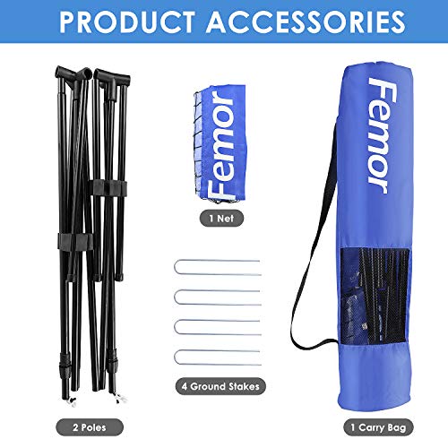 femor Portable Badminton Volleyball Tennis Net - 10/14/17 ft Net for Soccer Tennis, Pickleball, Kids Volleyball, Beach Ball - Sports Net with Poles & Carrying Bag for Indoor, Outdoor, Beach, Backyard - Thumbnail 3