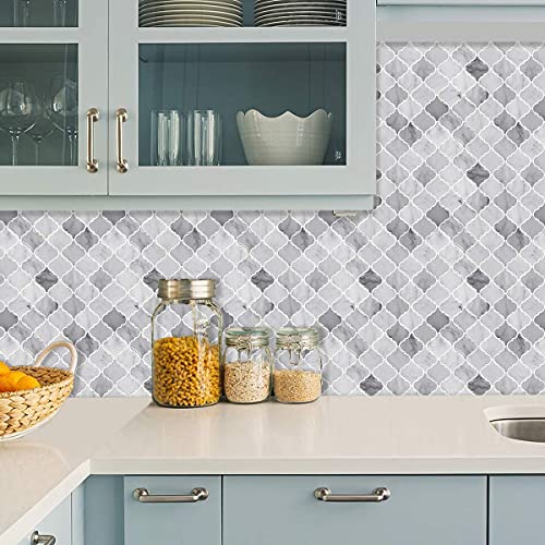 12” X 12” Peel and Stick Backsplash, Arabesque Tile Stick on Backsplash