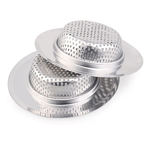 2-Pack Stainless Steel Kitchen Sink Strainer, iBetterLife Mesh Basket Stopper for Garbage Disposal, with Small Holes and Large Wide Rim 4.5" Diameter - Perfectly over Your Kitchen/Bathroom Sink Drain