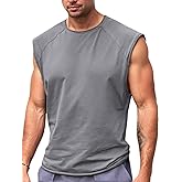 Runcati Mens Sleeveless Tank Tops Workout Cut Off Shirt Athletic Muscle Gym T Shirts