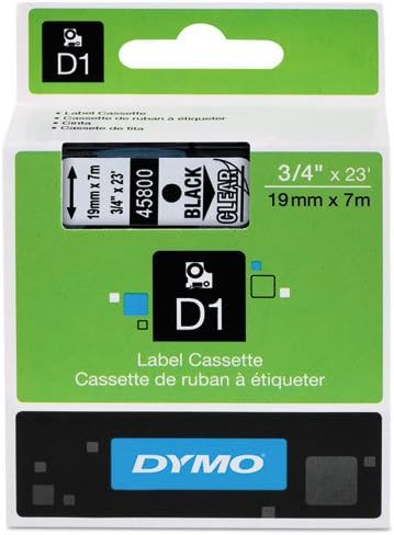 Genuine DYMO 3/4" (18mm) Black on Clear D1 Label Tape for Electronic Dymo LabelWriter DUO Label Maker