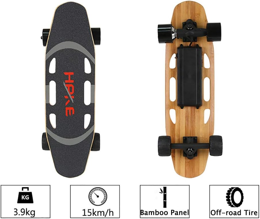 FATSW Electric Skateboard Longboard with Wireless Remote Control, 9.5 MPH Top Speed, 7.5 Miles Range Fiberglass Surface 7 Layers Maple Youth Adults for Street, All-Terrain