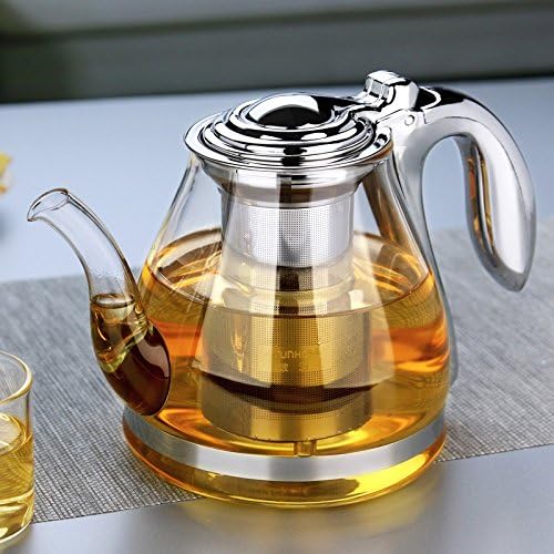 Best Heat Resistant Glass Teapot With Removable Infuser For Blooming And Loose Leaf Tea, Stove Top Safe Tea Pot 1100ml/37oz(BOB -13)