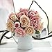 CQURE Artificial Flowers, FakeFlowers Silk Plastic Artificial Roses 9 Heads Bridal Wedding Bouquet for Home Garden Party Wedding Decoration (Pink Champagne×2)