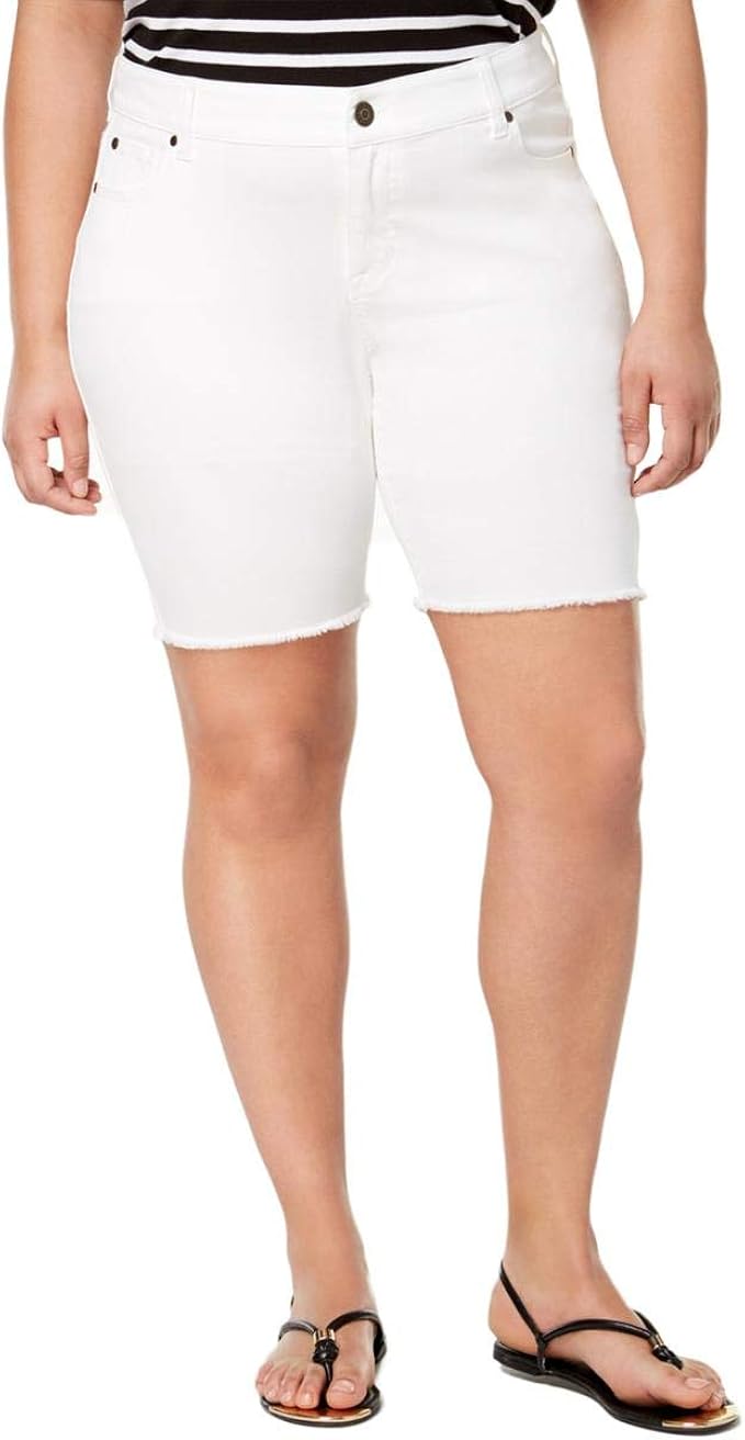 womens white denim bermuda shorts