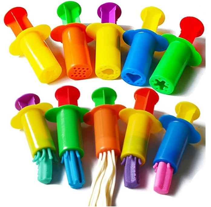 Carykon Dough Extruders Set Assorted Designs, Set of 10, 5 Patterns - Random Colors