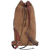 Medieval Backpack Drawstring Leather Bag for SCA LARP Reenactment Ren Fair (Brown)