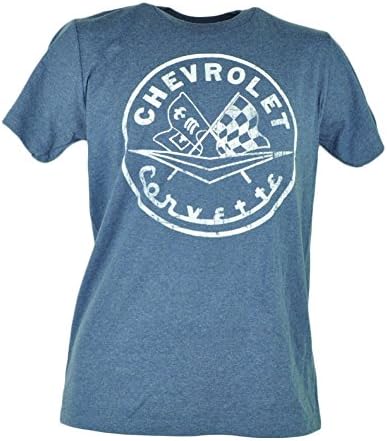 GM Motor Chevrolet Chevy Corvette Distressed Car Heather Navy Tshirt Tee 2XLarge