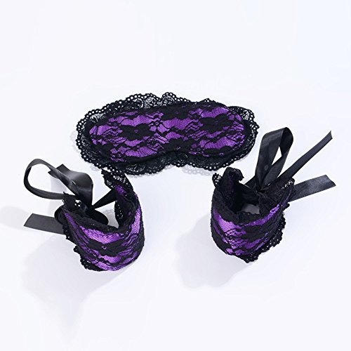 M_Eshop Lace Blindfold and Handcuffs Set (Purple) - Thumbnail 3