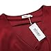 MISSKY Women Sexy V-Neck 3 4 Sleeve Slimming Tunic Fit and Flare Waist Crossover Business Casual Flare Dress Wine M