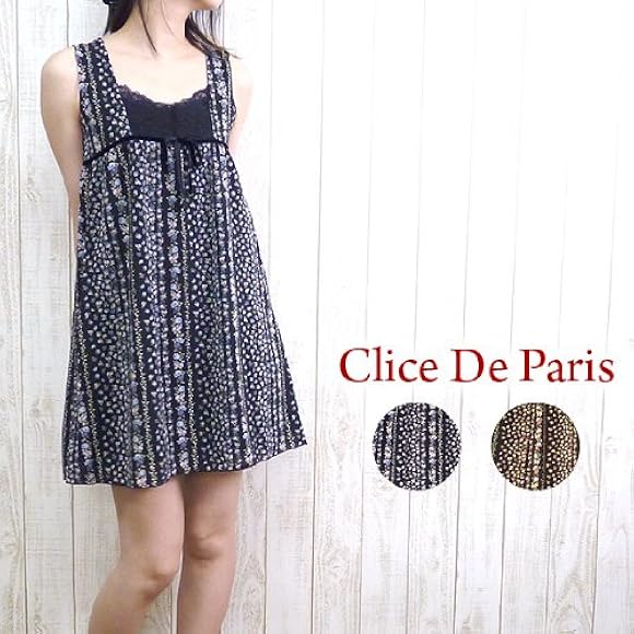 Amazon パラビオン Par Avion レディース Clice De Paris Paravion チュニック ワンピース シフォン 小花柄 F ブラック ワンピース チュニック 通販