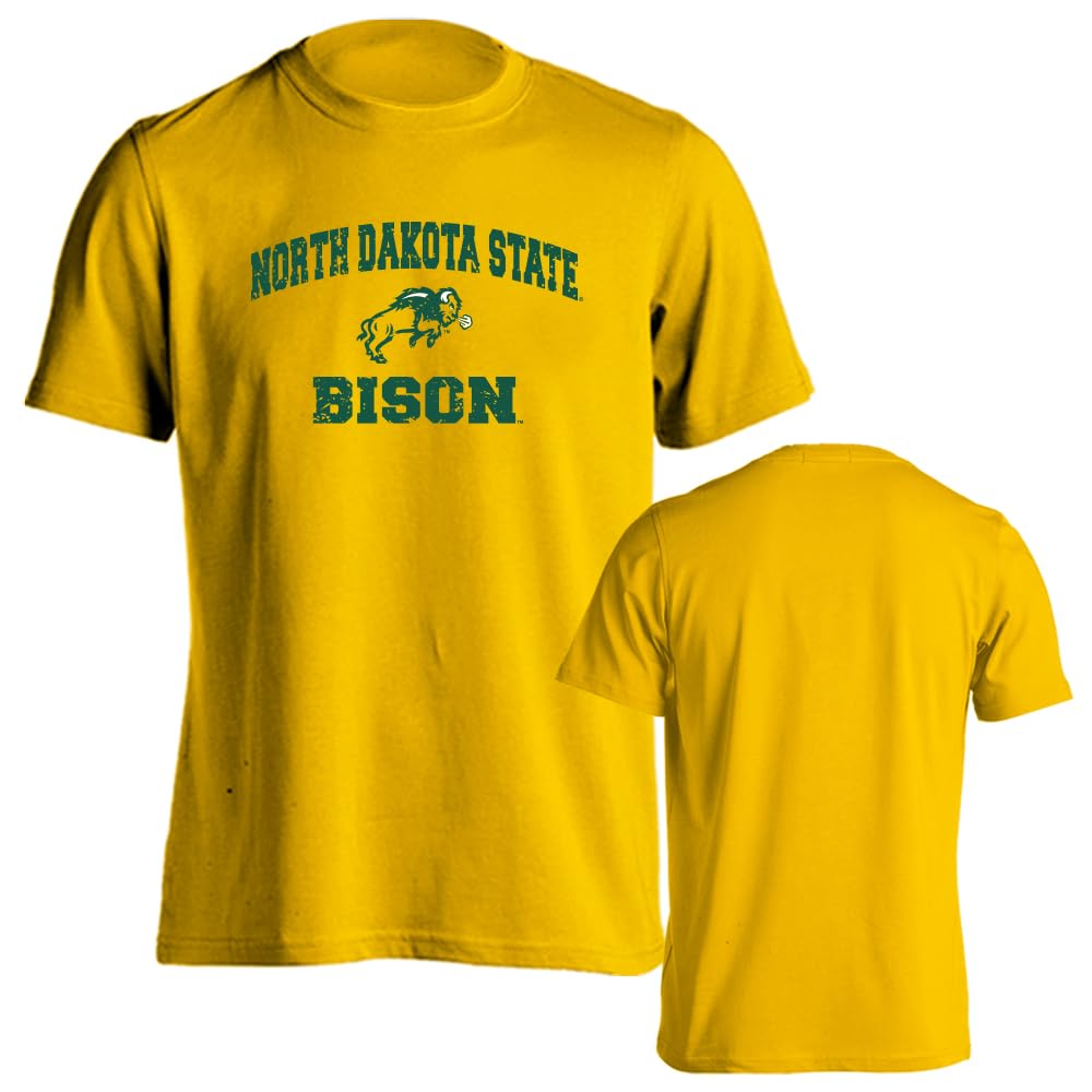 Sport Your Gear North Dakota State Bison Officially Licensed Distressed Retro Logo Short Sleeve T-Shirt Game Day Tee Spirit Wear Fan Gear Apparel Yellow 2X-Large Image