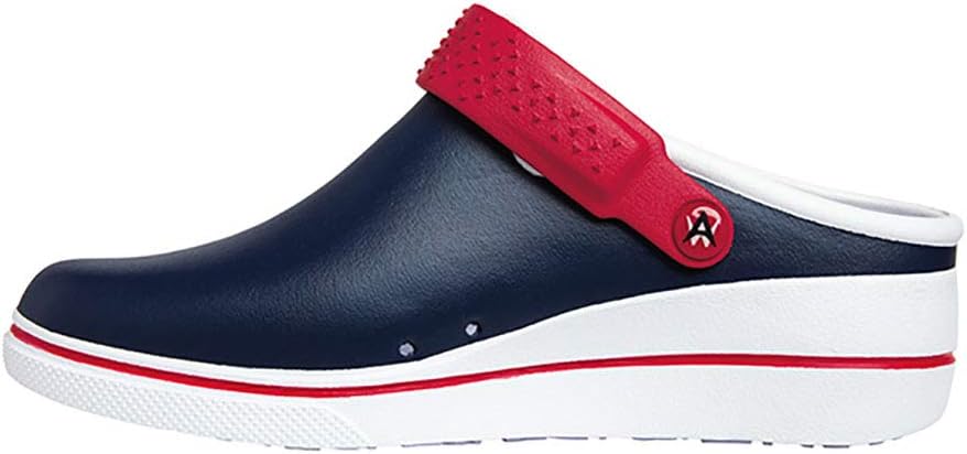 Peak Women's Healthcare Professional IMEVA Medical Clog, 10, Navy with Red and White Sole - 10,Navy with Red and White Sole