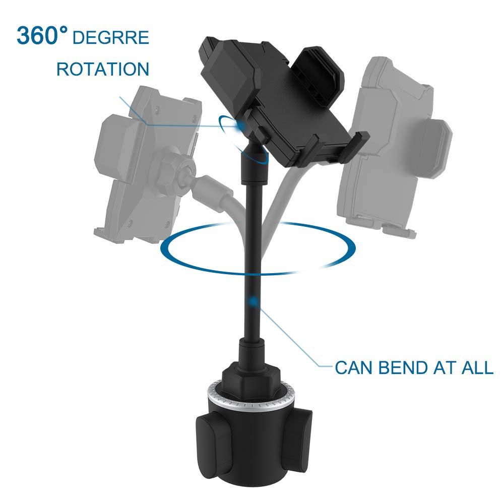 Car Cup Holder Phone Mount, Universal Adjustable Gooseneck Cup Holder Cradle Car Mount for Cell Phone iPhone 11/ X/Xs/XR/Xs Max/8/8Plus/7/6s/SE,Galaxy S10/S9/S8/S7/Note 8 9,LG, Nexus, Sony, Nokia