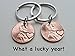 Double Keychain Set 2012 Penny Keychains With Heart Around Year, 13 Year Anniversary