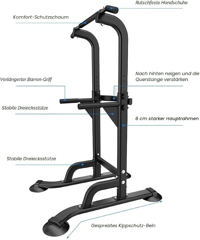 Klimmzugstange Power Tower Übung Euipment für Zuhause Fitnessstudio Dip Station Höhenverstellbar Fitness Krafttraining Dip-Stationen