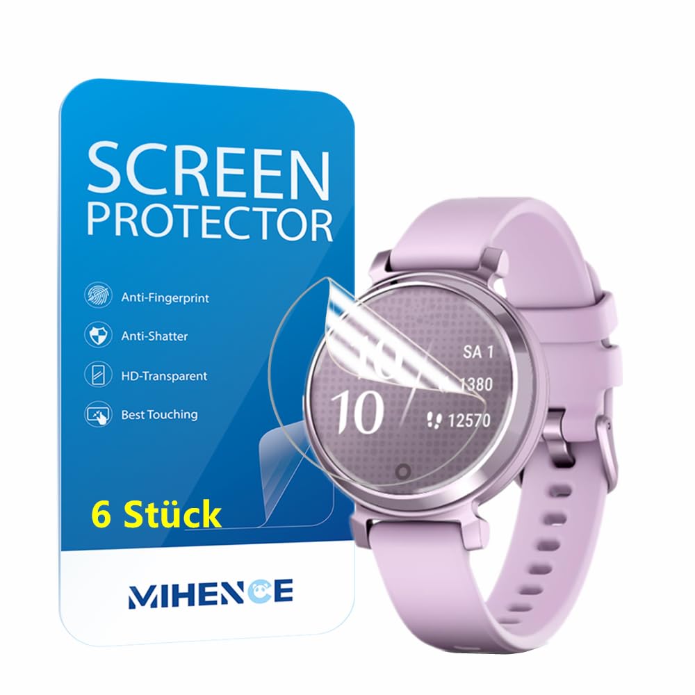 MIHENCE Screen Protector Compatible with Garmin Lily 2 Smartwatch, TPU HD Screen Protector [Pack of 6]