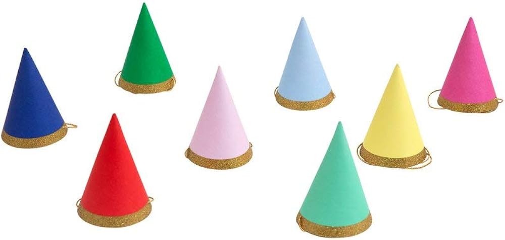 Meri Meri Happy Birthday Mini Party Hats - Pack of 8 in 8 Colors - Great for any Party: Clothing