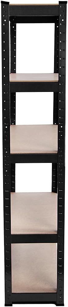 Home Vida 5 Tier Black Heavy Duty Adjustable Steel Garage Shelving Unit (H) 1500mm (W) 700mm - 875kg Weight Capacity - Image 4