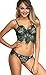 The Victory of Cupid Women 2-Pc Floral Lace Underwear Lingerie Straps Bralette And Panty Set (L, Dark green)