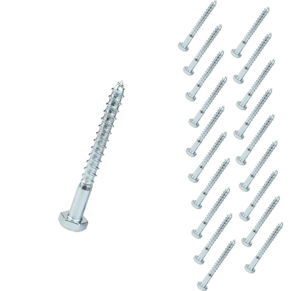 Hex Screw Coach Screws Hex Lag Screws, Hexagonal Self-Tapping Head Machine Wood Screws, M8 Heavy Duty Fastening Drilling Screws Long Hexagon Lag Bolts Carbon Steel Galvanized Silver, 20pcs (M8×60mm)