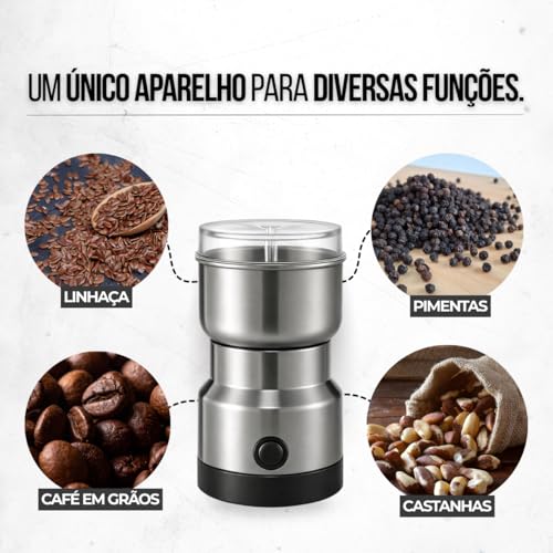 Moedor de Café Elétrico Inox 220V para Grãos Temperos e Especiarias