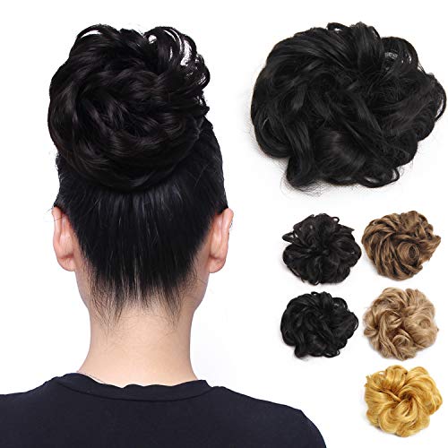 Ryalan Synthetic Hair Bun Extensions Messy Hair Scrunchies Hair Pieces for Women Hair Donut Updo Ponytail Hairpiece (Natural Black 1B#)