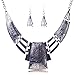 QIYUN.Z (TM) Women's Chunky Bold Square Bib Statement Chain Link Collar Necklace Earrings Set