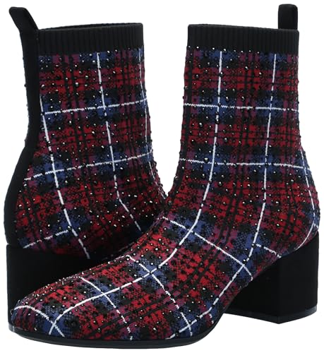 KENNETH COLE REACTION RIDA STRETCH JEWEL RED PLAID KNIT 11