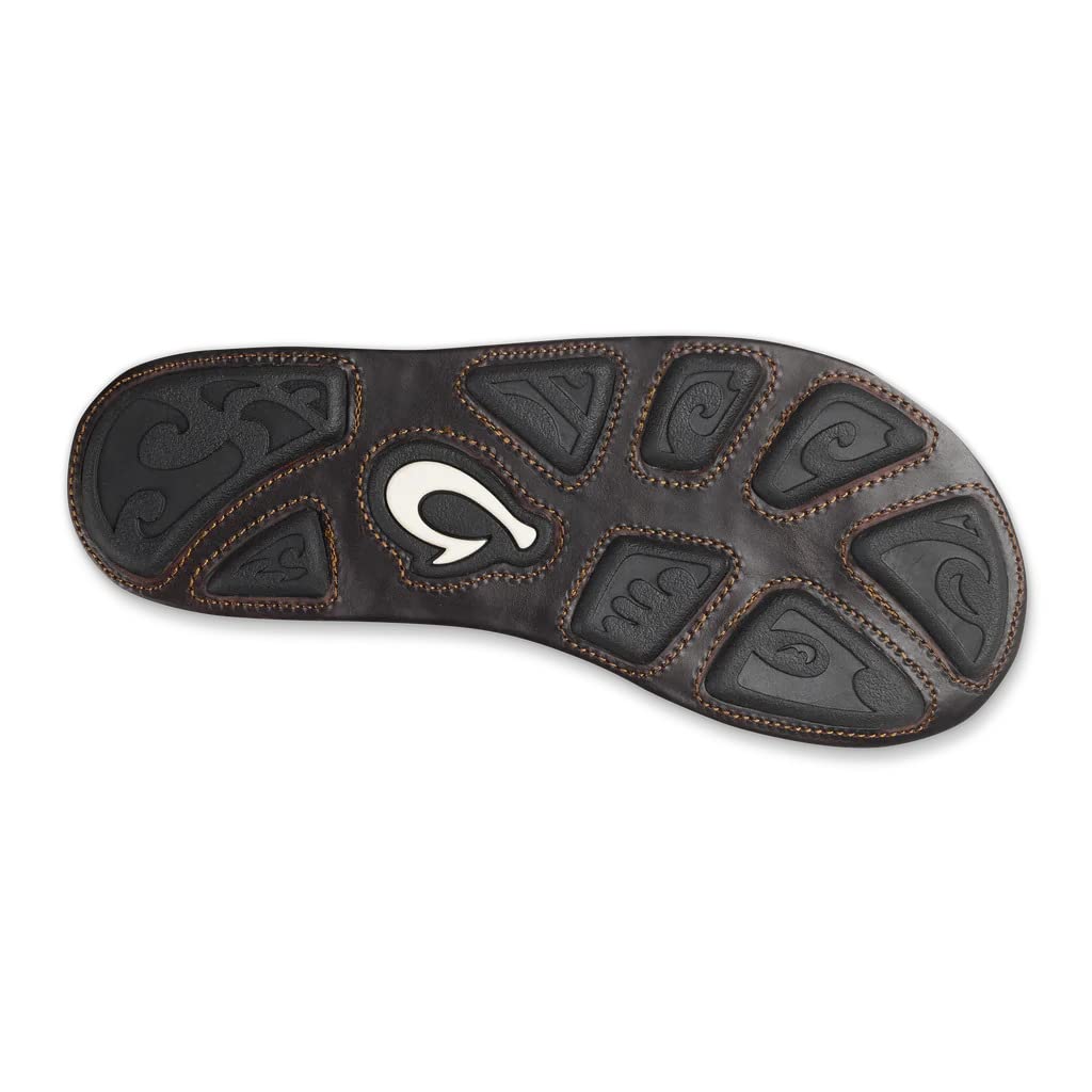 OLUKAI Mea Ola Men's Leather Beach Sandals, Soft & Durable Flip Flops, Arch Support & Comfort Fit, Enhanced Grip & Traction