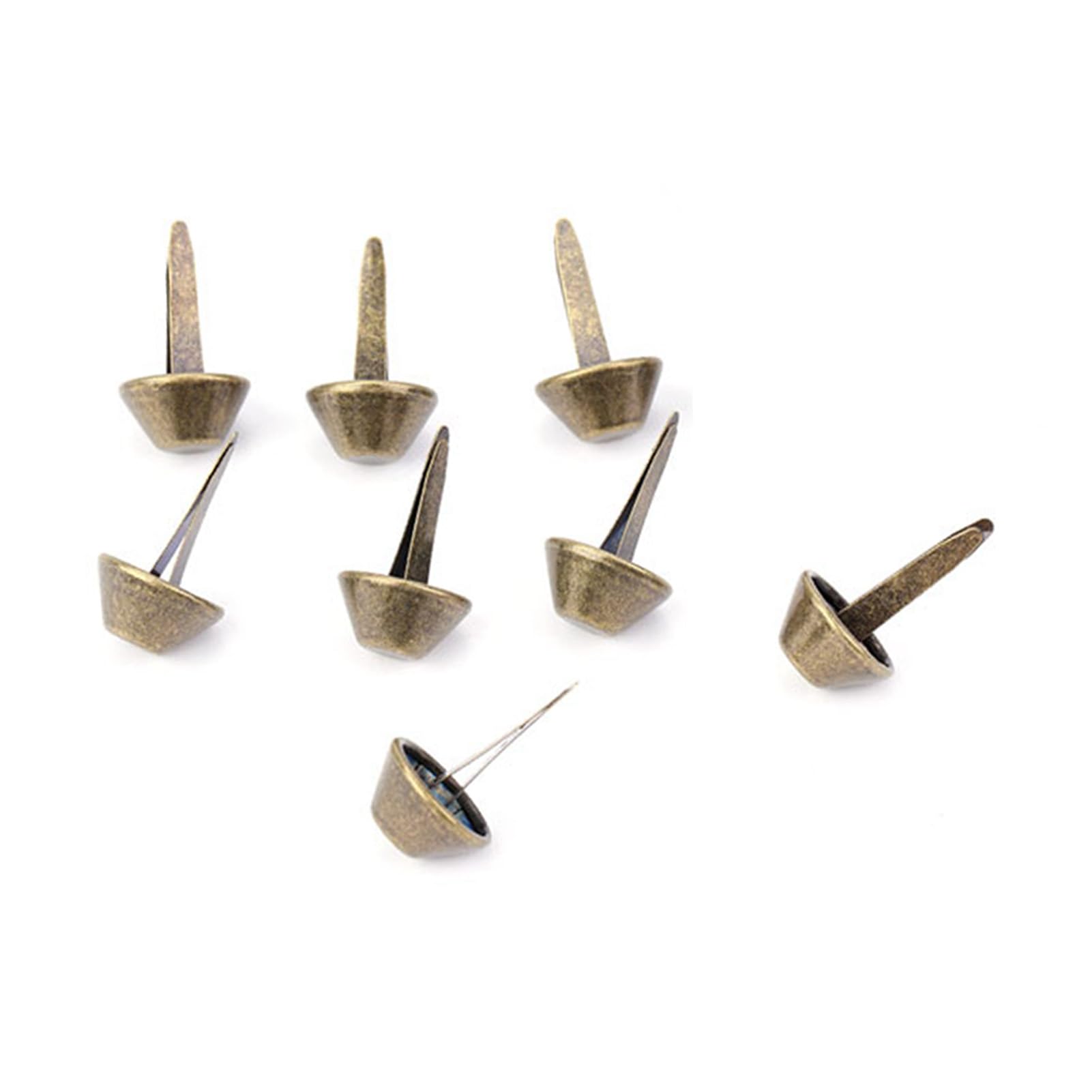 50PCS Purse Feet Spike Nailheads, 15mm Plate Bottom Stud Bag Feet Cone Studs for DIY Leather Craft Purse Handbag Making (15mm-Brass)