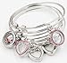 Fashional Crystal Floating Lockets with Expandable Stainless Steel Wire Bangle Fitting with Floating Charms Gifts for Women Girls (Heart Shaped)