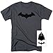 Batman Bat DC Comics T Shirt & Exclusive Stickers Charcoal (Medium)