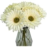 DSforG 10PCS Artificial Gerbera Daisy Silk Flowers Faux Flower for Party Home Kitchen Garden Wedding Decor (Cream White)