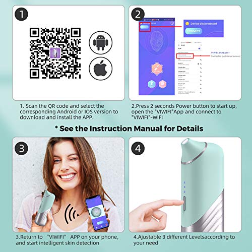 Visual Blackhead Remover，Pore Vacuum Blackhead Remover with Camera Rechargeable with 3 Speeds Adjustment and 4 beauty Heads Blackhead Suction Tool