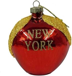 Kurt Adler "New York" Glass Apple Christmas Ornament