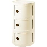 supsoftlife Round Nightstand with 3 Drawers, Modern Style Side Table, Multifunctional End Table Storage Cabinet for Living Room, Bedroom, Bathroom (Beige)