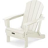 SERWALL Folding Adirondack Chair - HIPS Adirondack Chairs Outdoor Chairs Weather Resistant Fire Pit Chairs- White