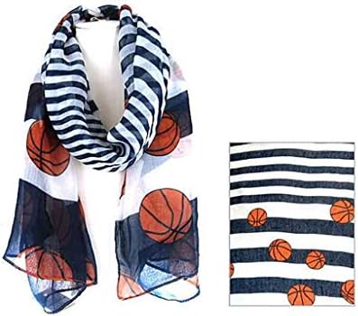 J&amp;C Family Owned Basketball Theme Fashion Scarf Color: Navy/White 72" X 20"
