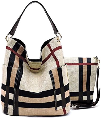 Handbag Republic Side Pockets Tote w/Inner Bag Crossbody- Plaid