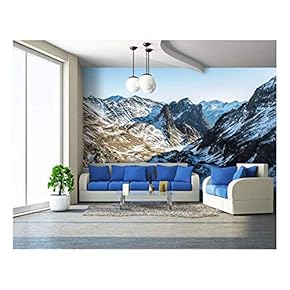 Panorama View of Mountain Peak Covered with Snow - Removable Wall Mural | Self-Adhesive Large Wallpaper - 66x96 inches