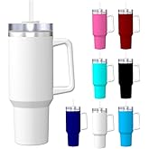 EXYLANOR Personalized 40oz Tumblers with Photo Text Logo Design Your Own Travel Cup with Handle and Straw Custom Car Cup Stainless Steel Insulated Travel Cups Gifts for Christmas Birthday, White,1 PCS