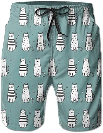 KAFJDOIQ Lovel Fat Cats Kitty Novelty Man Swimming Trunks Short colorful Surfing Board Beach Volleyball