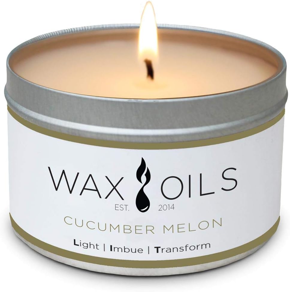 Wax and Oils Soy Wax Aromatherapy Scented Candles (Cucumber Melon) 8 oz